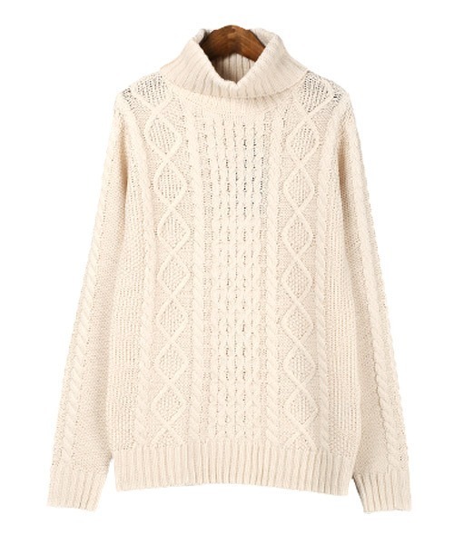 LUXSTYLE(ラグスタイル)の「アクリルケーブルタートルネックニット(ニット/セーター・メンズ・ブラック/アイボリー・M/L/XL)」の3枚目の写真