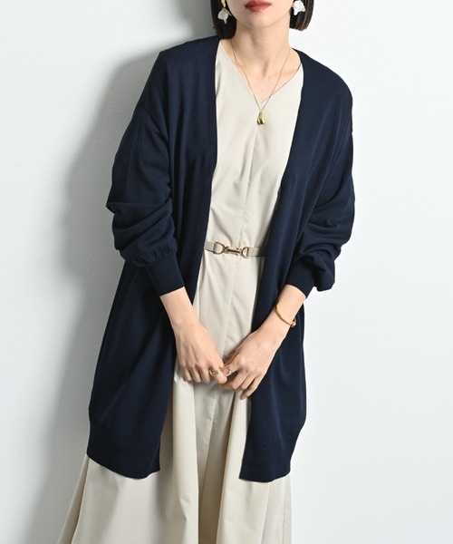 actuel（アクチュエル）の「【マシーンウォッシャブル・ＵＶ・接触冷感】ロングトッパーカーディガン（カーディガン/ボレロ・レディース・ネイビー/オフホワイト/グレー・FREE）」の3枚目の写真