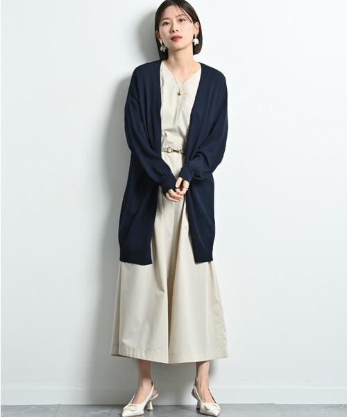 actuel（アクチュエル）の「【マシーンウォッシャブル・ＵＶ・接触冷感】ロングトッパーカーディガン（カーディガン/ボレロ・レディース・ネイビー/オフホワイト/グレー・FREE）」の7枚目の写真