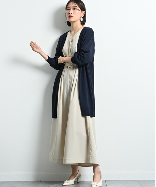 actuel（アクチュエル）の「【マシーンウォッシャブル・ＵＶ・接触冷感】ロングトッパーカーディガン（カーディガン/ボレロ・レディース・ネイビー/オフホワイト/グレー・FREE）」の8枚目の写真