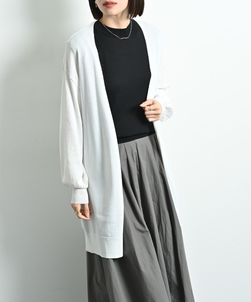 actuel（アクチュエル）の「【マシーンウォッシャブル・ＵＶ・接触冷感】ロングトッパーカーディガン（カーディガン/ボレロ・レディース・ネイビー/オフホワイト/グレー・FREE）」の12枚目の写真
