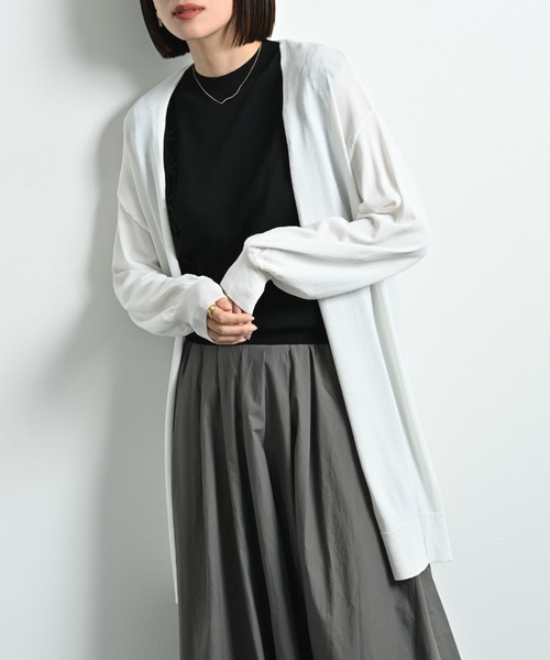 actuel（アクチュエル）の「【マシーンウォッシャブル・ＵＶ・接触冷感】ロングトッパーカーディガン（カーディガン/ボレロ・レディース・ネイビー/オフホワイト/グレー・FREE）」の13枚目の写真