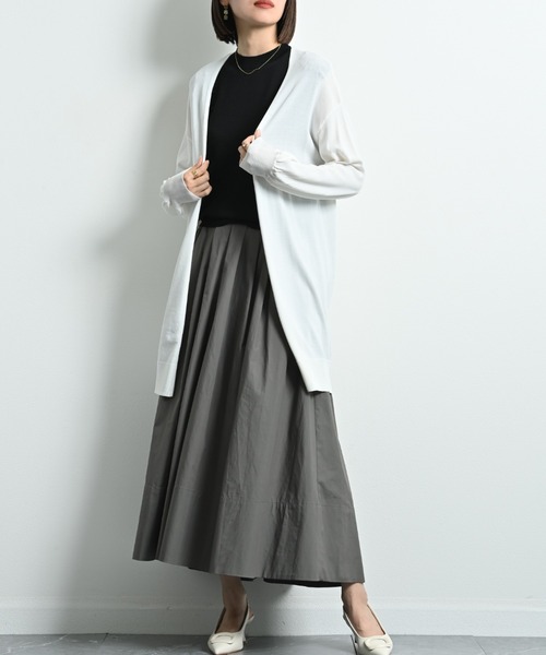 actuel（アクチュエル）の「【マシーンウォッシャブル・ＵＶ・接触冷感】ロングトッパーカーディガン（カーディガン/ボレロ・レディース・ネイビー/オフホワイト/グレー・FREE）」の9枚目の写真