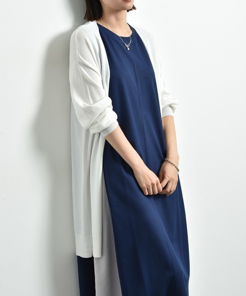actuel（アクチュエル）の「【マシーンウォッシャブル・ＵＶ・接触冷感】ロングトッパーカーディガン（カーディガン/ボレロ・レディース・ネイビー/オフホワイト/グレー・FREE）」の22枚目の写真