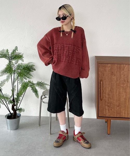 sedacle(セダクル)の「ヴィンテージライクストーンウォッシュニット(ニット/セーター・メンズ・ブラック/ボルドー・SMALL/MEDIUM/LARGE)」の13枚目の写真