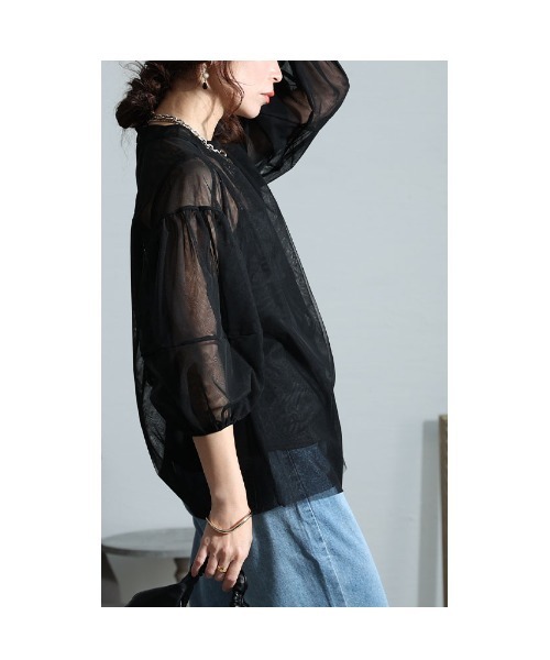 Sawa a la mode(サワアラモード)の「チュールの重ね着トップス(アンサンブル・レディース・ブラック/ベージュ・FREE)」の11枚目の写真