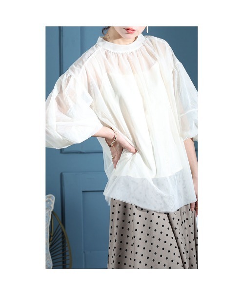 Sawa a la mode(サワアラモード)の「チュールの重ね着トップス(アンサンブル・レディース・ブラック/ベージュ・FREE)」の16枚目の写真