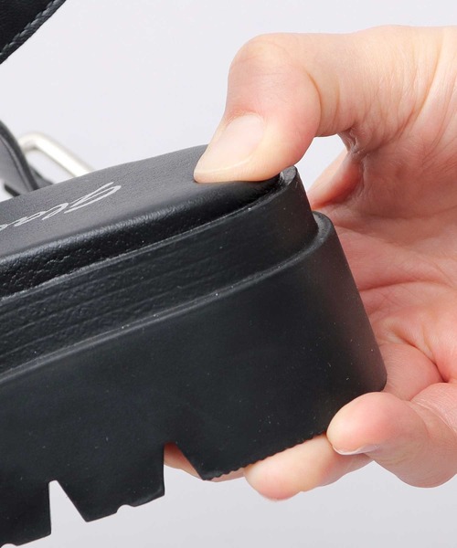 glabella(グラベラ)の「スクエアトゥ 厚底 スクエアメタルバックル 2連ベルト ストラップサンダル(サンダル・メンズ・ブラック・S/M/L)」の16枚目の写真