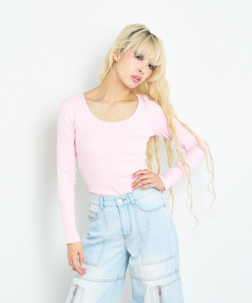 anna sui nyc(アナ スイ エヌ ワイ シー)の「セクシーバックロングスリーブTシャツ(Tシャツ/カットソー・レディース・ピンク/ブラック/ホワイト・S/M)」の3枚目の写真