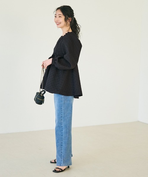 coca（coca）（コカ）の「【WEB限定セール】上品エンボスバックシャンギャザーブラウス（シャツ/ブラウス・レディース・ブラック/ライトベージュ・M/L）」の12枚目の写真