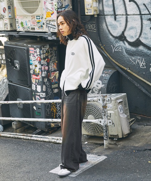 セール】サイドラインリブ配色ワッフルトラックジャケット（ブルゾン