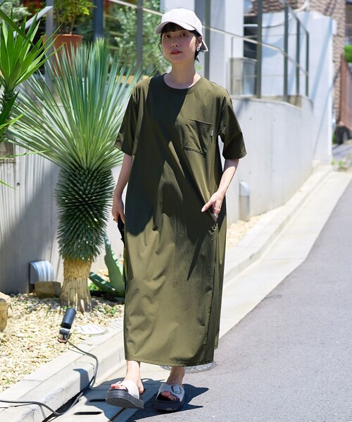 サウザンドマイル　オリーブ色 五分袖羽織シャツワンピース Fサイズ FREAK'S STORE（フリークスストア）の「THOUSAND MILE × FREAK'S STORE