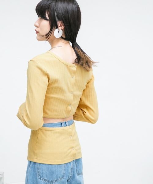 KBF（ケイビーエフ）の「カットアウトリブカットソー（Tシャツ/カットソー・レディース・グレー/イエロー・ONE）」の4枚目の写真