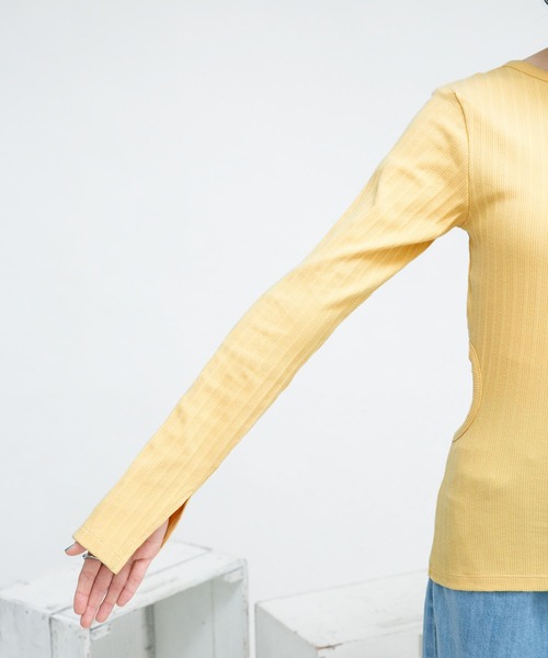 KBF（ケイビーエフ）の「カットアウトリブカットソー（Tシャツ/カットソー・レディース・グレー/イエロー・ONE）」の13枚目の写真