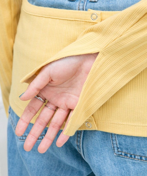 KBF（ケイビーエフ）の「カットアウトリブカットソー（Tシャツ/カットソー・レディース・グレー/イエロー・ONE）」の14枚目の写真