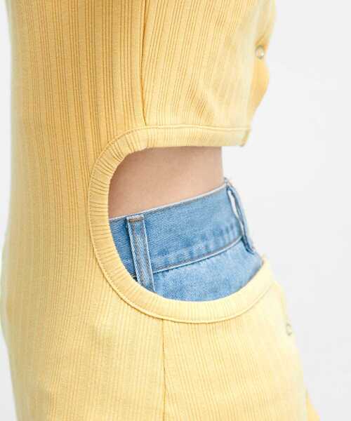 KBF（ケイビーエフ）の「カットアウトリブカットソー（Tシャツ/カットソー・レディース・グレー/イエロー・ONE）」の17枚目の写真