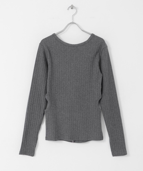 KBF（ケイビーエフ）の「カットアウトリブカットソー（Tシャツ/カットソー・レディース・グレー/イエロー・ONE）」の18枚目の写真