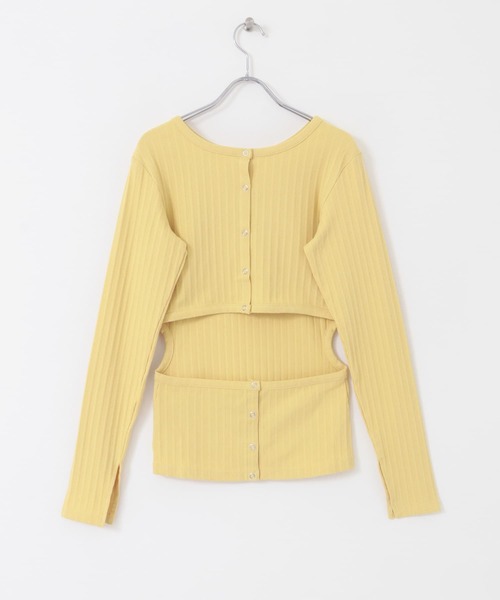 KBF（ケイビーエフ）の「カットアウトリブカットソー（Tシャツ/カットソー・レディース・グレー/イエロー・ONE）」の22枚目の写真