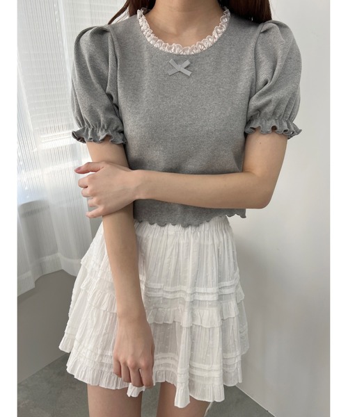 PHILLY（フィリー）の「【PHILLY】パフスリーブコンパクトリブトップス（Tシャツ/カットソー・レディース・グレー/ブラック/ホワイト・FREE）」の15枚目の写真