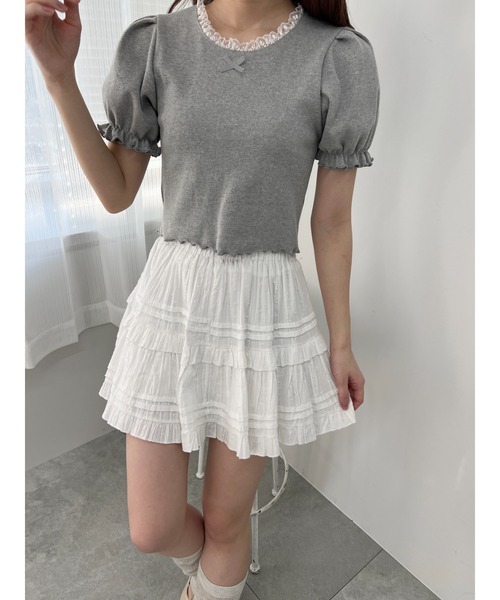 PHILLY（フィリー）の「【PHILLY】パフスリーブコンパクトリブトップス（Tシャツ/カットソー・レディース・グレー/ブラック/ホワイト・FREE）」の17枚目の写真