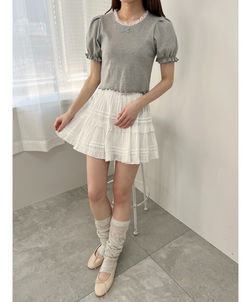 PHILLY（フィリー）の「【PHILLY】パフスリーブコンパクトリブトップス（Tシャツ/カットソー・レディース・グレー/ブラック/ホワイト・FREE）」の18枚目の写真