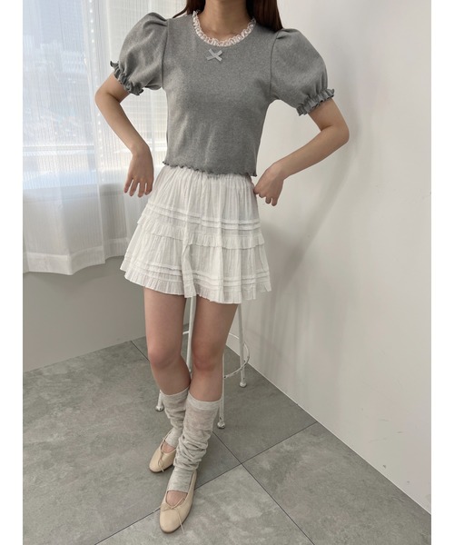 PHILLY（フィリー）の「【PHILLY】パフスリーブコンパクトリブトップス（Tシャツ/カットソー・レディース・グレー/ブラック/ホワイト・FREE）」の19枚目の写真