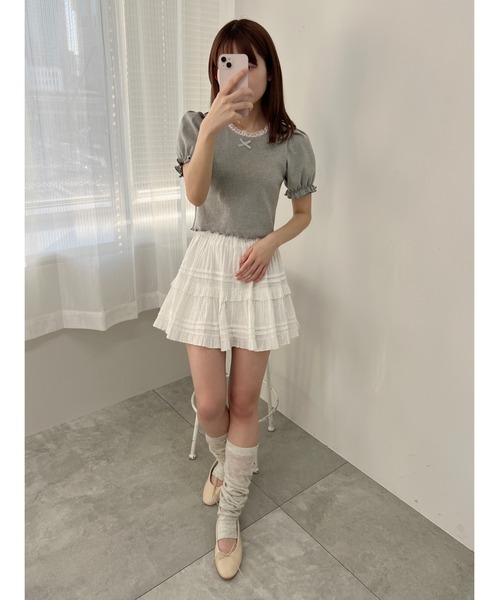 PHILLY（フィリー）の「【PHILLY】パフスリーブコンパクトリブトップス（Tシャツ/カットソー・レディース・グレー/ブラック/ホワイト・FREE）」の8枚目の写真