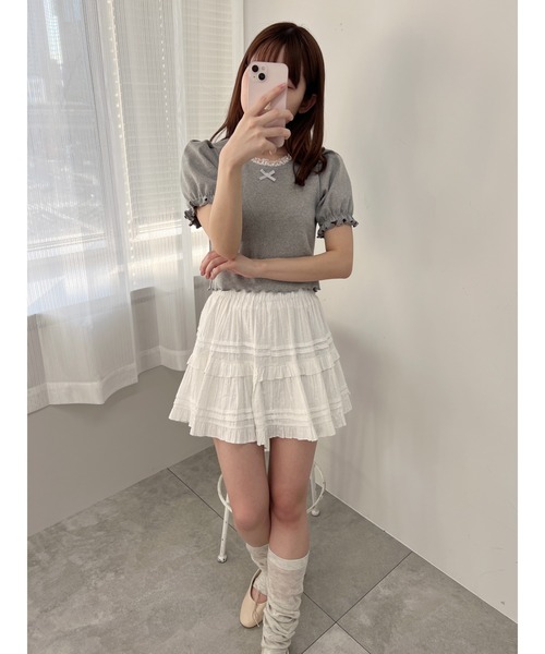 PHILLY（フィリー）の「【PHILLY】パフスリーブコンパクトリブトップス（Tシャツ/カットソー・レディース・グレー/ブラック/ホワイト・FREE）」の9枚目の写真