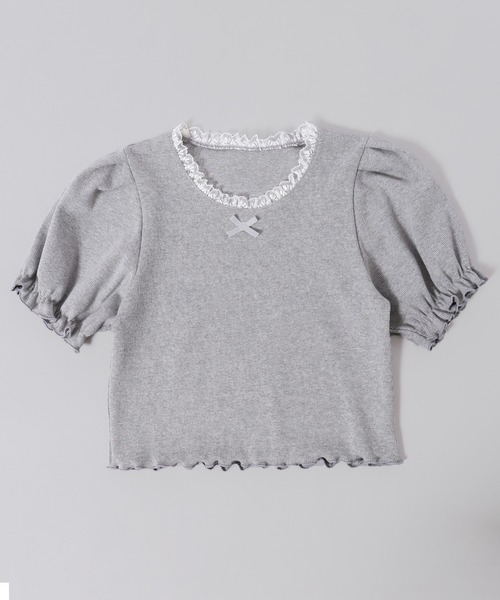 PHILLY（フィリー）の「【PHILLY】パフスリーブコンパクトリブトップス（Tシャツ/カットソー・レディース・グレー/ブラック/ホワイト・FREE）」の12枚目の写真