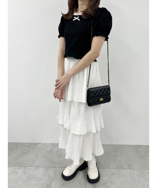 PHILLY（フィリー）の「【PHILLY】パフスリーブコンパクトリブトップス（Tシャツ/カットソー・レディース・グレー/ブラック/ホワイト・FREE）」の14枚目の写真