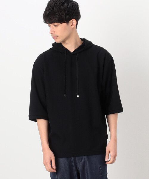 COMME　CA COMMUNE（コムサコミューン）の「サーフニット ５分袖 プルオーバーパーカ（パーカー・メンズ・ブラック/サックスブルー/ライトグレー系/ホワイト×ライトグレー・MEDIUM/LARGE）」の6枚目の写真