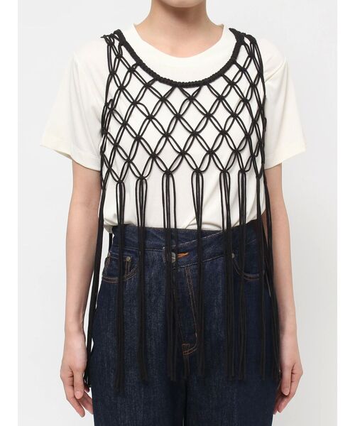 LAGUNAMOON（ラグナムーン）の「マクラメニットトップス（Tシャツ/カットソー・レディース・ブラック/アイボリー・FREE）」の20枚目の写真