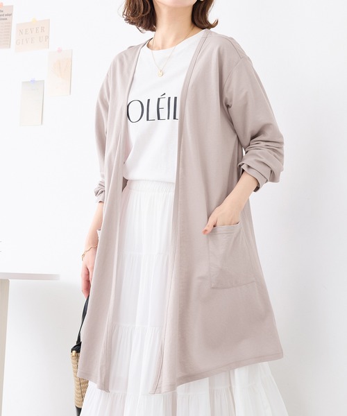 Viola e Viola(ヴィオラエヴィオラ)の「ひんやり冷感カーディガン ロング(カーディガン/ボレロ・レディース・ダークラベンダー/グレイッシュブルー/ネイビー/ライトグレー/ダークネイビー・LL/M/L/3L)」の2枚目の写真