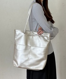 【25SS/リニューアルして登場!】フェイクレザーリボン付きA4トート