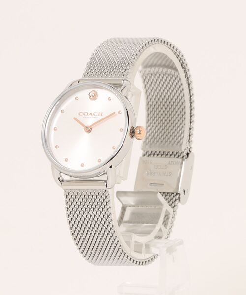 COACH / コーチ エリオット 28mm RG ホワイト サンレイ メッシュ COACH Elliot White Sunray Dial Mesh Yellow Gold-Tone
