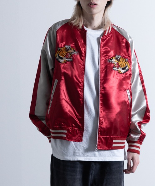 【セール】龍/虎 刺繍 サテンスカジャン（スカジャン）｜NYLAUS（ナイラス）