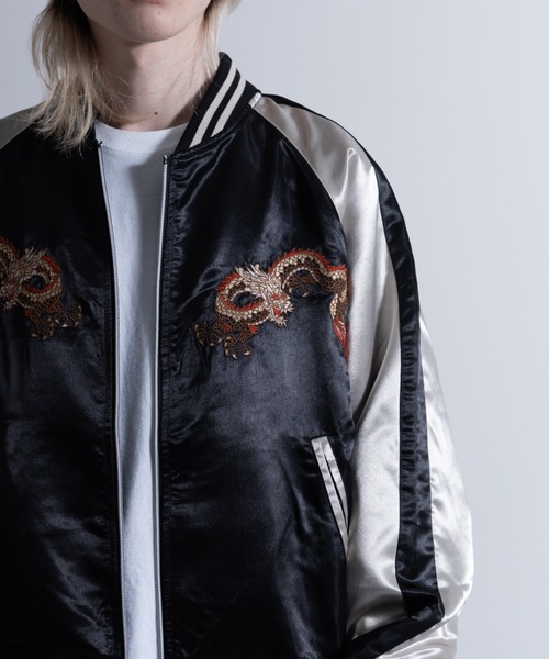 NYLAUS（ナイラス）の「龍/虎 刺繍 サテンスカジャン（スカジャン・メンズ・ブルー系1/ブラック系1/ブラック系2/レッド系1・M/L/LL）」の16枚目の写真