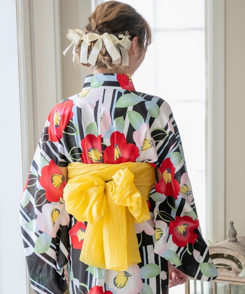 Catherine Cottage（キャサリンコテージ）の「2WAYセパレート浴衣セット（lady's）（浴衣・レディース・ネイビー系1/ブラック/ライトブルー/ライトピンク/ブルー系1/ネイビー系2/ホワイト系4/グリーン系4/ネイビー系3/ブルー系3/ブルー系4/ピンク系3/ピンク系4/ホワイト×ブルー/ブルー × パープル/ネイビー系5/ブルー系6/ピンク系6/オレンジ系6/ピンク系5/ブルー系5/グリーン系6/モーブ系6・FREE）」の3枚目の写真