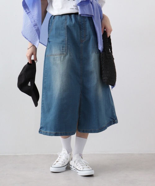 【セール】atONE ウエストリブベイカーデニムスカート(デニムスカート)|atONE(アットワン) 【セール】atONE ウエストリブベイカーデニムスカート(デニムスカート)|atONE(アットワン)