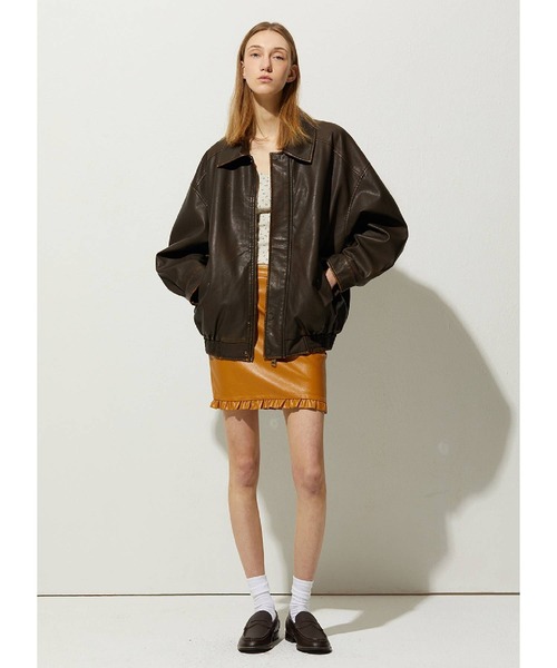 LADY VOLUME（レディーボリューム）の「Lady Volume／004レザー ジャケット  2116605（ブルゾン・レディース・ブラック/ブラウン/キャメル・FREE）」の14枚目の写真