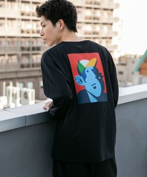 Eiji×nano・universeプリント 黒Tシャツ長袖