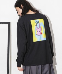 Eiji×nano・universeプリント 黒Tシャツ長袖