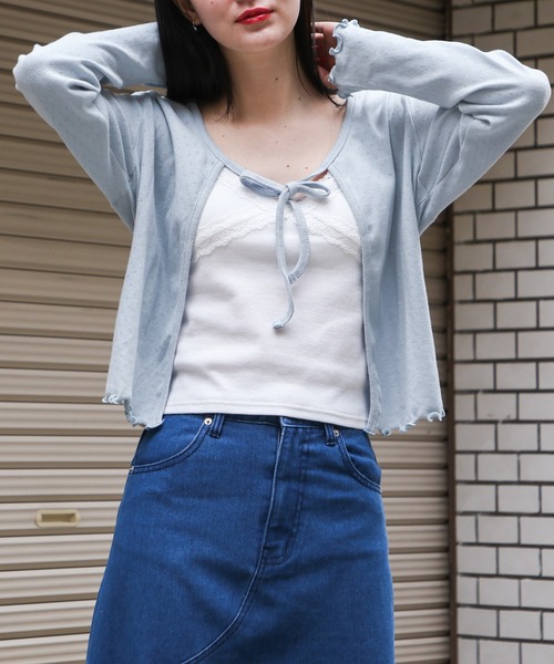 3.3 Field Trip （3.3フィールドトリップ）の「3.3 Field Trip／リボンタイカーディガン 2121780（カーディガン/ボレロ・レディース・ライトブルー/アイボリー/ライトグリーン・FREE）」の3枚目の写真