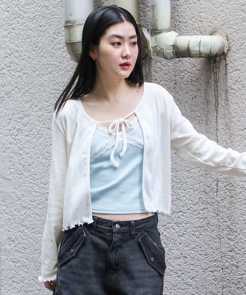 3.3 Field Trip （3.3フィールドトリップ）の「3.3 Field Trip／リボンタイカーディガン 2121780（カーディガン/ボレロ・レディース・ライトブルー/アイボリー/ライトグリーン・FREE）」の11枚目の写真