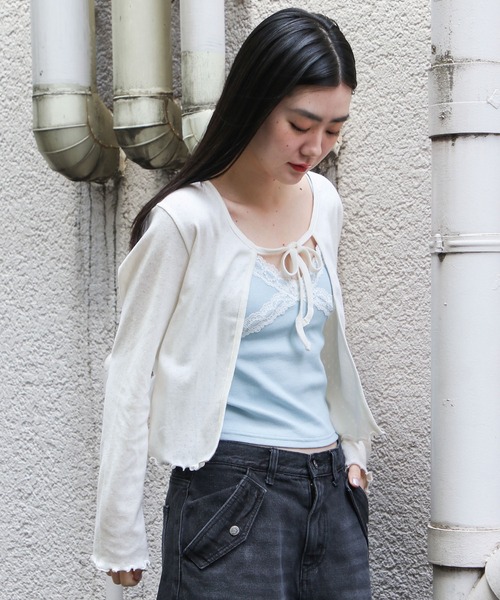 3.3 Field Trip （3.3フィールドトリップ）の「3.3 Field Trip／リボンタイカーディガン 2121780（カーディガン/ボレロ・レディース・ライトブルー/アイボリー/ライトグリーン・FREE）」の12枚目の写真