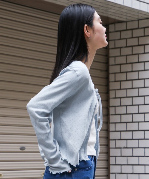 3.3 Field Trip （3.3フィールドトリップ）の「3.3 Field Trip／リボンタイカーディガン 2121780（カーディガン/ボレロ・レディース・ライトブルー/アイボリー/ライトグリーン・FREE）」の7枚目の写真