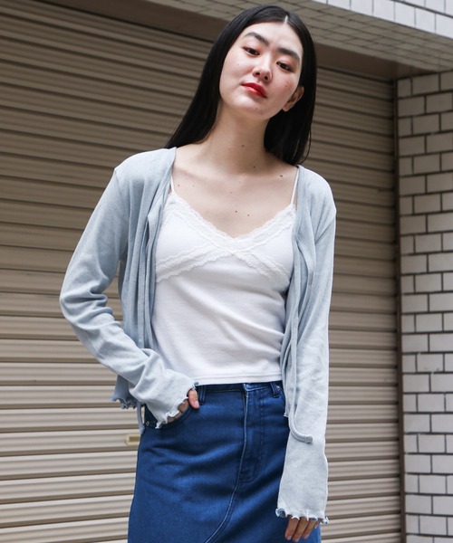 3.3 Field Trip （3.3フィールドトリップ）の「3.3 Field Trip／リボンタイカーディガン 2121780（カーディガン/ボレロ・レディース・ライトブルー/アイボリー/ライトグリーン・FREE）」の9枚目の写真