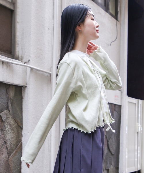 3.3 Field Trip （3.3フィールドトリップ）の「3.3 Field Trip／リボンタイカーディガン 2121780（カーディガン/ボレロ・レディース・ライトブルー/アイボリー/ライトグリーン・FREE）」の16枚目の写真