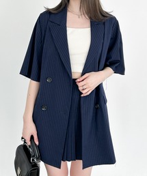 Heather | ストライプミドルジャケット(半袖) 120582(テーラードジャケット)