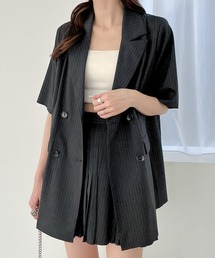 Heather | ストライプミドルジャケット（半袖）　120582(テーラードジャケット)